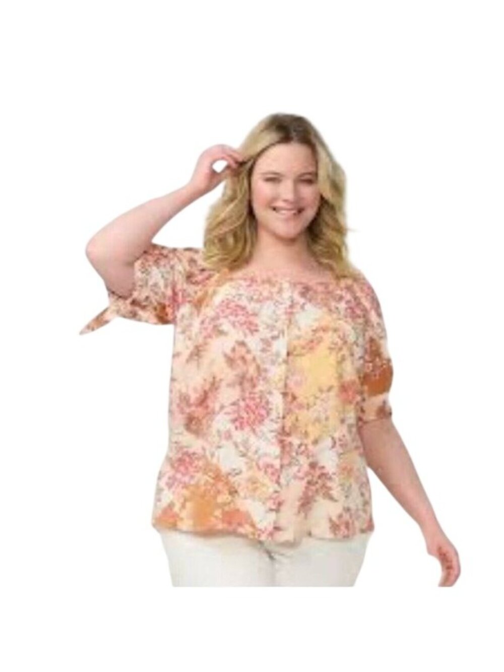Lauren Conrad Women Small Multicolor Floral Blouse Puff Short Sleeve -Button Up